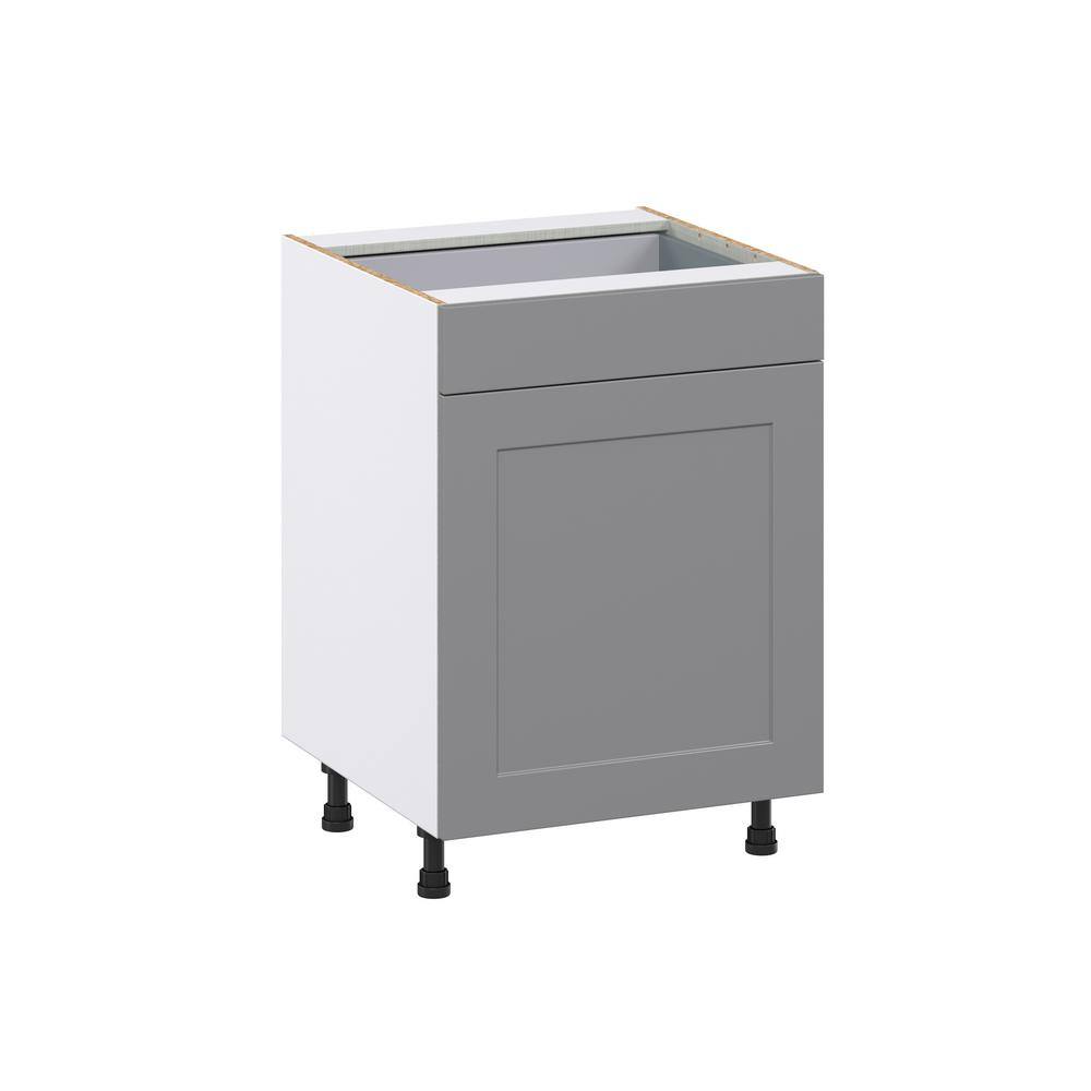 J COLLECTION 24 in. W x 34.5 in. H x 24 in. D Bristol Painted Slate Gray Shaker Assembled 3 Waste Bin Pullout&1 Draw Kitchen Cabinet