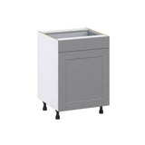 J COLLECTION 24 in. W x 34.5 in. H x 24 in. D Bristol Painted Slate Gray Shaker Assembled 3 Waste Bin Pullout&1 Draw Kitchen Cabinet