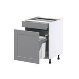 J COLLECTION 24 in. W x 34.5 in. H x 24 in. D Bristol Painted Slate Gray Shaker Assembled 3 Waste Bin Pullout&1 Draw Kitchen Cabinet