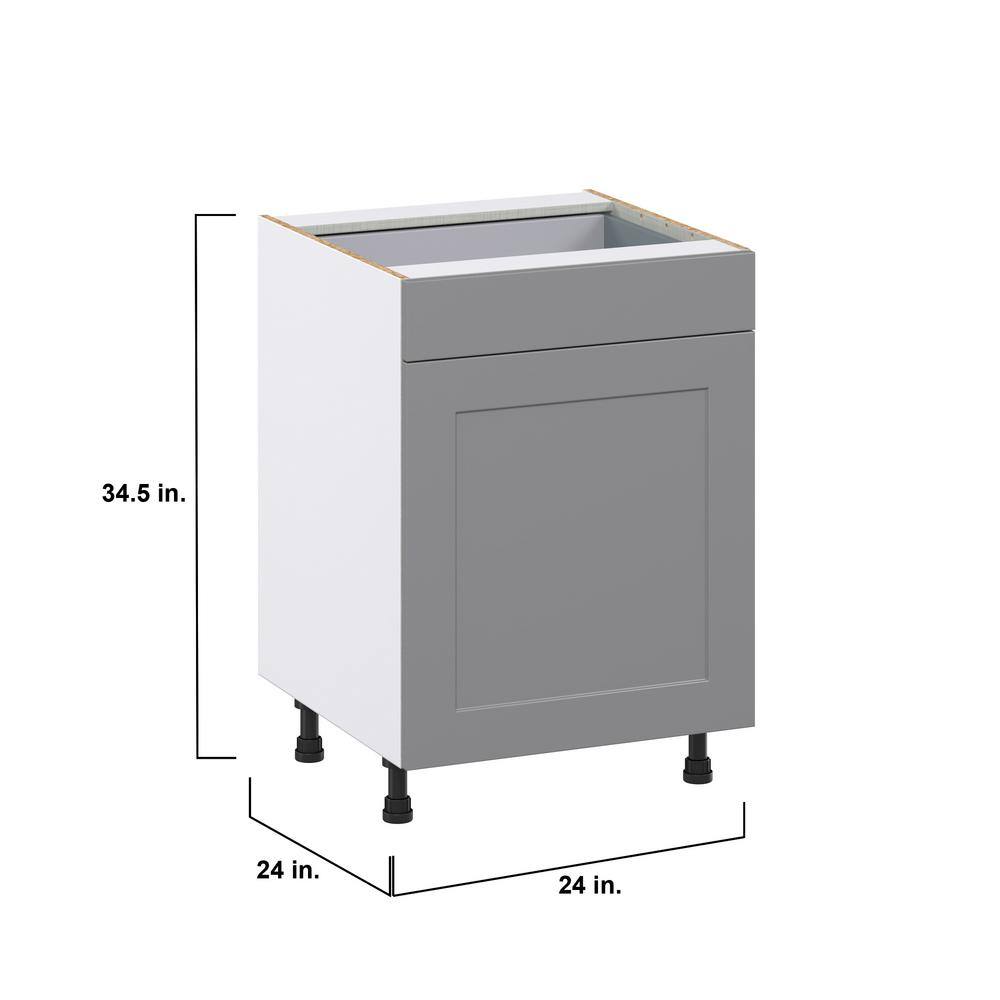 J COLLECTION 24 in. W x 34.5 in. H x 24 in. D Bristol Painted Slate Gray Shaker Assembled 3 Waste Bin Pullout&1 Draw Kitchen Cabinet