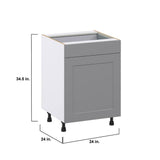 J COLLECTION 24 in. W x 34.5 in. H x 24 in. D Bristol Painted Slate Gray Shaker Assembled 3 Waste Bin Pullout&1 Draw Kitchen Cabinet