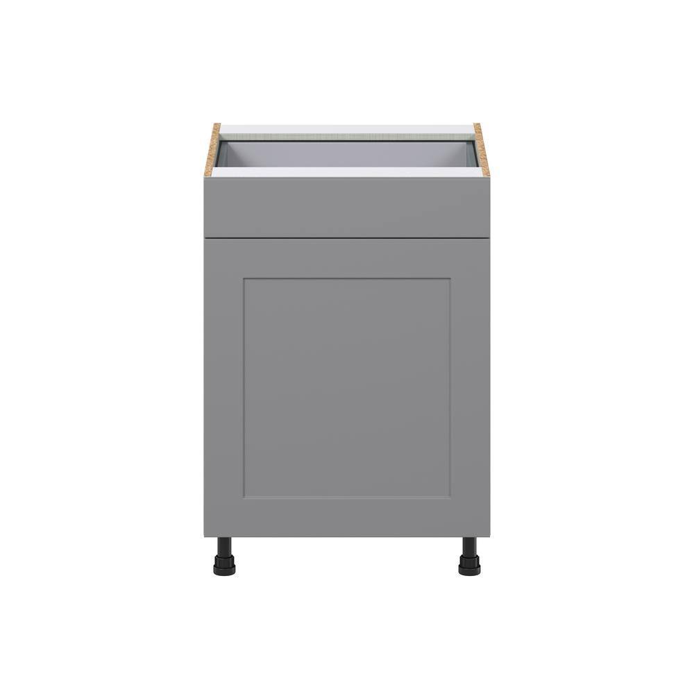 J COLLECTION 24 in. W x 34.5 in. H x 24 in. D Bristol Painted Slate Gray Shaker Assembled 3 Waste Bin Pullout&1 Draw Kitchen Cabinet