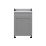 J COLLECTION 24 in. W x 34.5 in. H x 24 in. D Bristol Painted Slate Gray Shaker Assembled 3 Waste Bin Pullout&1 Draw Kitchen Cabinet