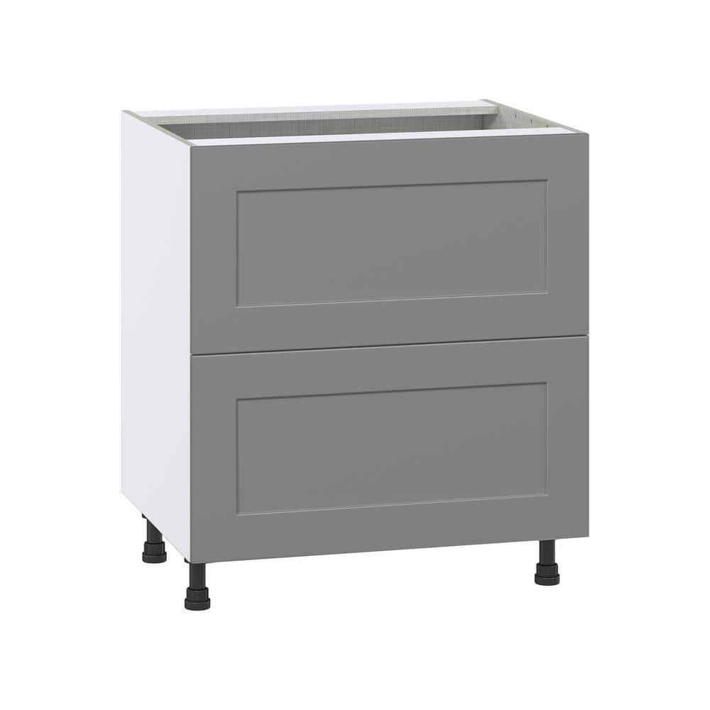 J COLLECTION Bristol Painted Slate Gray Shaker Assembled Base Kitchen Cabinet with 2 Draws (30 in. W x 34.5 in. H x 24 in. D)