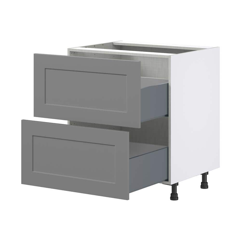 J COLLECTION Bristol Painted Slate Gray Shaker Assembled Base Kitchen Cabinet with 2 Draws (30 in. W x 34.5 in. H x 24 in. D)