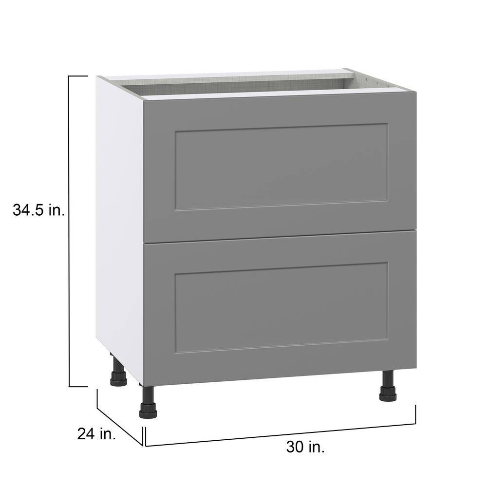 J COLLECTION Bristol Painted Slate Gray Shaker Assembled Base Kitchen Cabinet with 2 Draws (30 in. W x 34.5 in. H x 24 in. D)