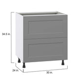 J COLLECTION Bristol Painted Slate Gray Shaker Assembled Base Kitchen Cabinet with 2 Draws (30 in. W x 34.5 in. H x 24 in. D)
