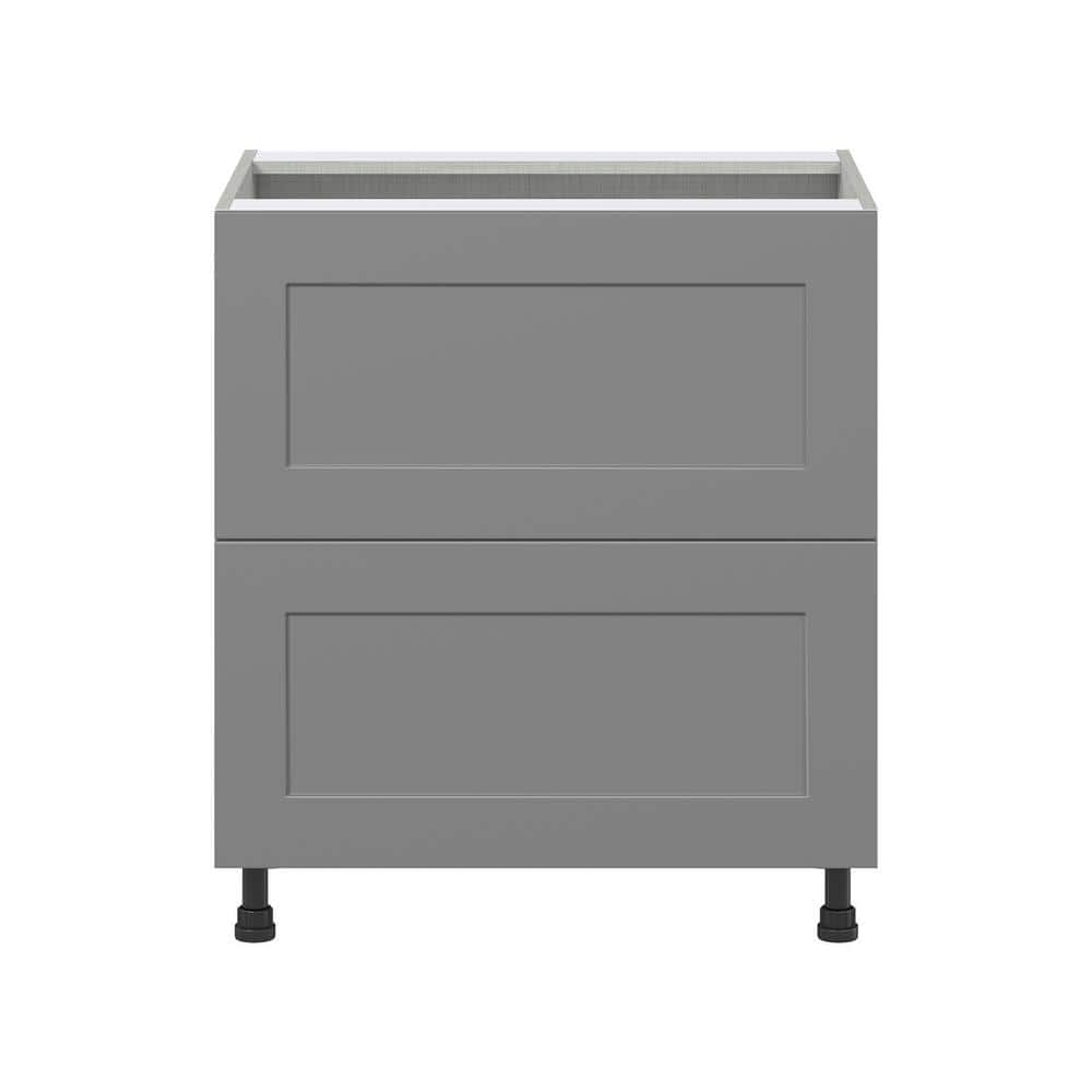 J COLLECTION Bristol Painted Slate Gray Shaker Assembled Base Kitchen Cabinet with 2 Draws (30 in. W x 34.5 in. H x 24 in. D)