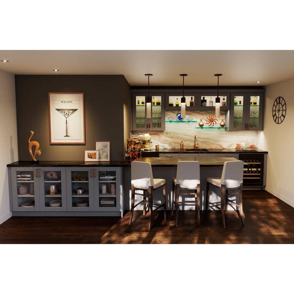 J COLLECTION Bristol Painted Slate Gray Shaker Assembled 18 in. W x 34.5 in. H x 21 in. D Vanity 1 Drawer Base Kitchen Cabinet