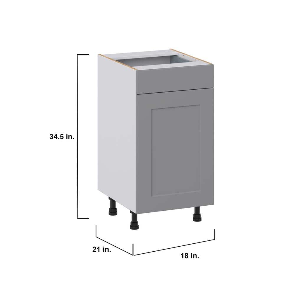 J COLLECTION Bristol Painted Slate Gray Shaker Assembled 18 in. W x 34.5 in. H x 21 in. D Vanity 1 Drawer Base Kitchen Cabinet