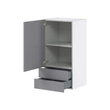 J COLLECTION Bristol Painted Slate Gray Shaker Assembled Wall Kitchen Cabinet with 2 Drawers (18 in. W x 35 in. H x 14 in. D)