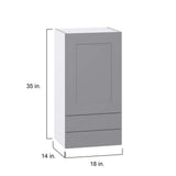 J COLLECTION Bristol Painted Slate Gray Shaker Assembled Wall Kitchen Cabinet with 2 Drawers (18 in. W x 35 in. H x 14 in. D)