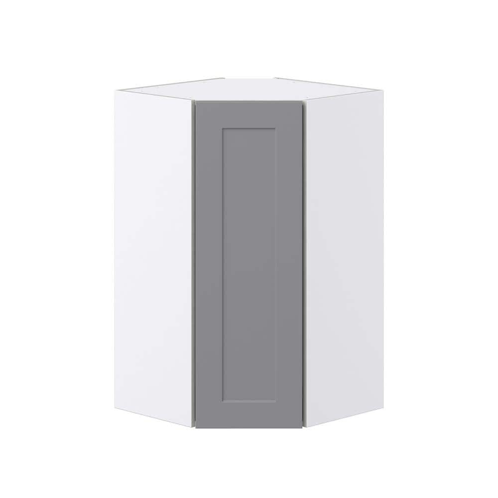 J COLLECTION Bristol Painted Slate Gray Shaker Assembled Wall Diagonal Corner Kitchen Cabinet (24 in. W x 40 in. H x 14 in. D)