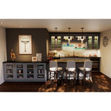 J COLLECTION 24 in. W x 40 in. H x 14 in. D Bristol Painted Slate Gray Shaker Assembled Glass Wall Diagonal Corner Kitchen Cabinet