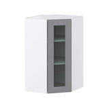 J COLLECTION 24 in. W x 40 in. H x 14 in. D Bristol Painted Slate Gray Shaker Assembled Glass Wall Diagonal Corner Kitchen Cabinet