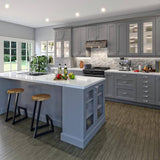 J COLLECTION 24 in. W x 40 in. H x 14 in. D Bristol Painted Slate Gray Shaker Assembled Glass Wall Diagonal Corner Kitchen Cabinet