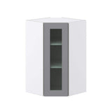 J COLLECTION 24 in. W x 40 in. H x 14 in. D Bristol Painted Slate Gray Shaker Assembled Glass Wall Diagonal Corner Kitchen Cabinet