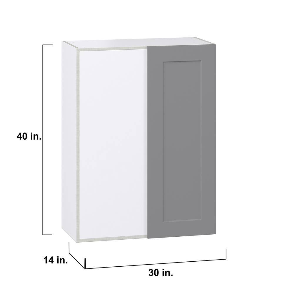 J COLLECTION 30 in. W X 40 in. H X 14 in. D Bristol Painted Slate Gray Shaker Assembled Wall Blindcorner Kitchen Cabinet
