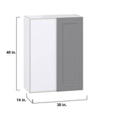 J COLLECTION 30 in. W X 40 in. H X 14 in. D Bristol Painted Slate Gray Shaker Assembled Wall Blindcorner Kitchen Cabinet