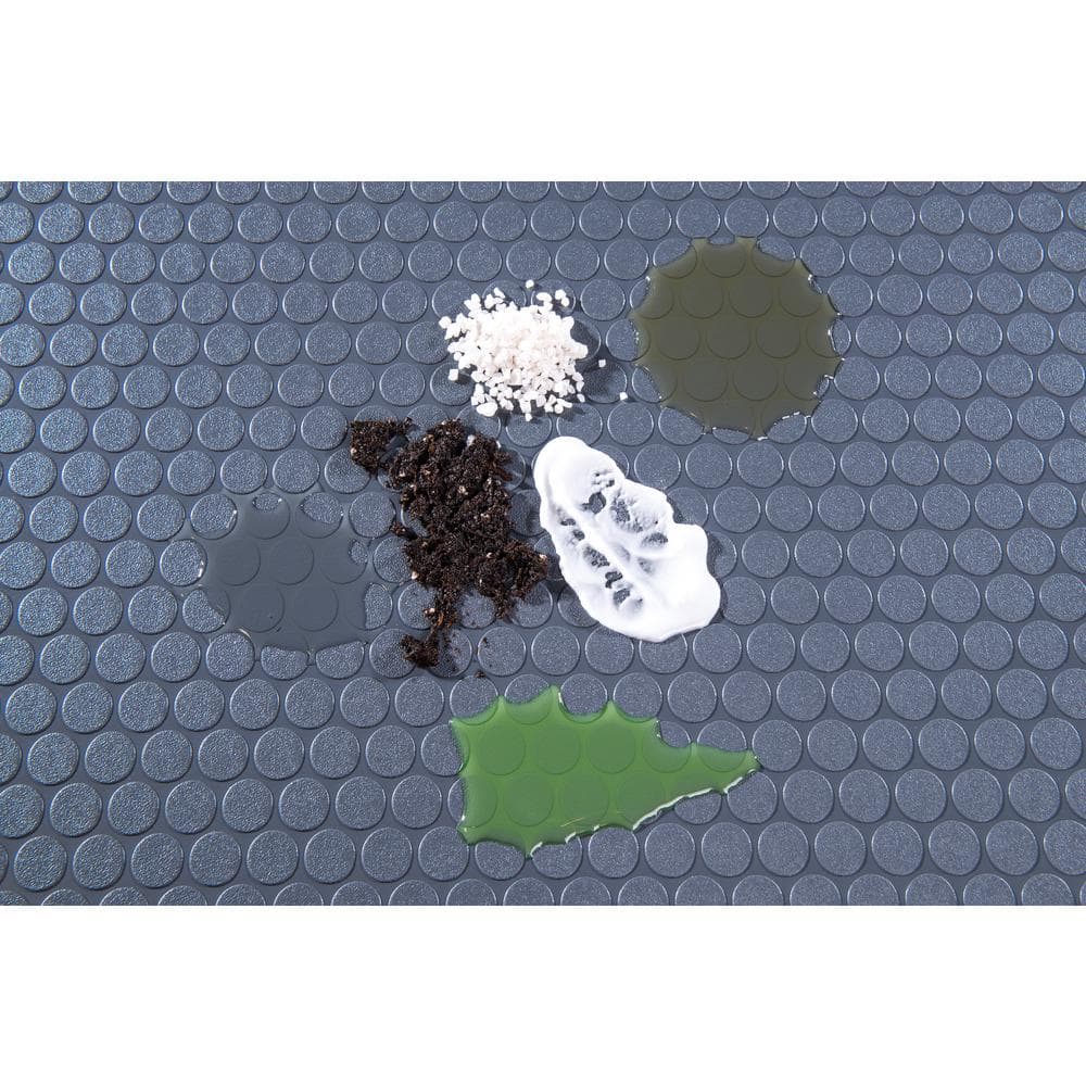 G-Floor Small Coin 8.5 ft. x 22 ft. Slate Grey Commercial Grade Vinyl Garage Flooring Cover and Protector