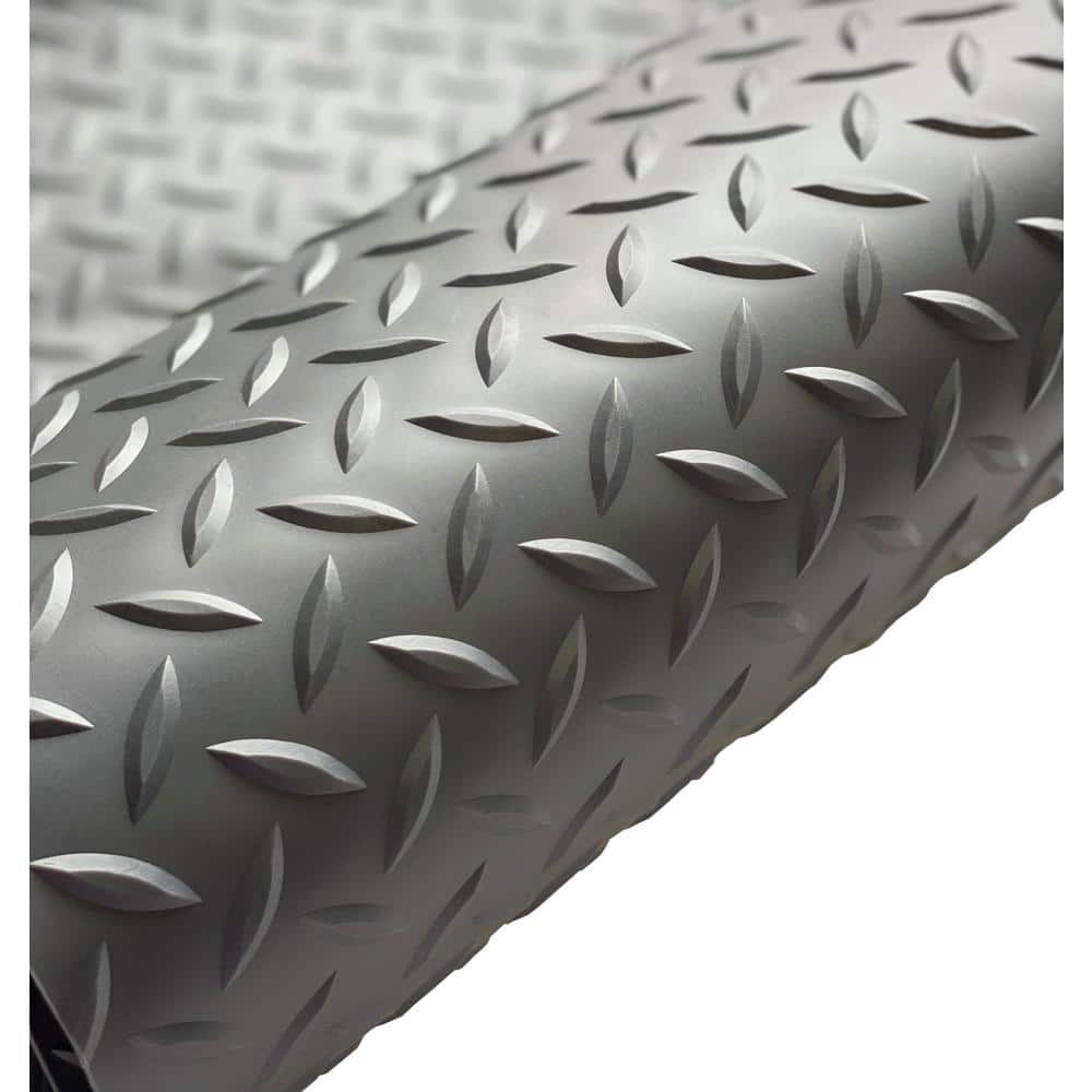 G-Floor Diamond Tread 5 ft. x 10 ft. Slate Grey Commercial Grade Vinyl Garage Flooring Cover and Protector
