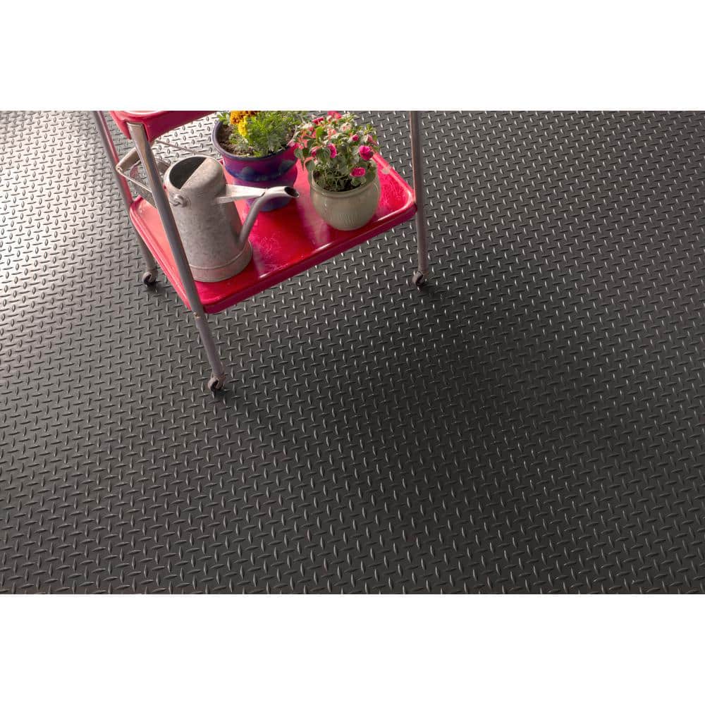 G-Floor Diamond Tread 5 ft. x 10 ft. Slate Grey Commercial Grade Vinyl Garage Flooring Cover and Protector