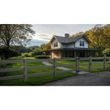 Natures Composites Composite 3-Rail Corner Post with Post Cap for Traditional Ranch Rail System (5 in. x 5 in. x 65 in. L) Slate Grey