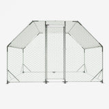 GOGEXX 9.94 ft x 6.46 ft Flat Large Metal Walk-in Chicken Coop Galvanized Poultry Cages with Waterproof Cover Outdoors