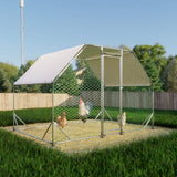 GOGEXX 9.94 ft x 6.46 ft Flat Large Metal Walk-in Chicken Coop Galvanized Poultry Cages with Waterproof Cover Outdoors