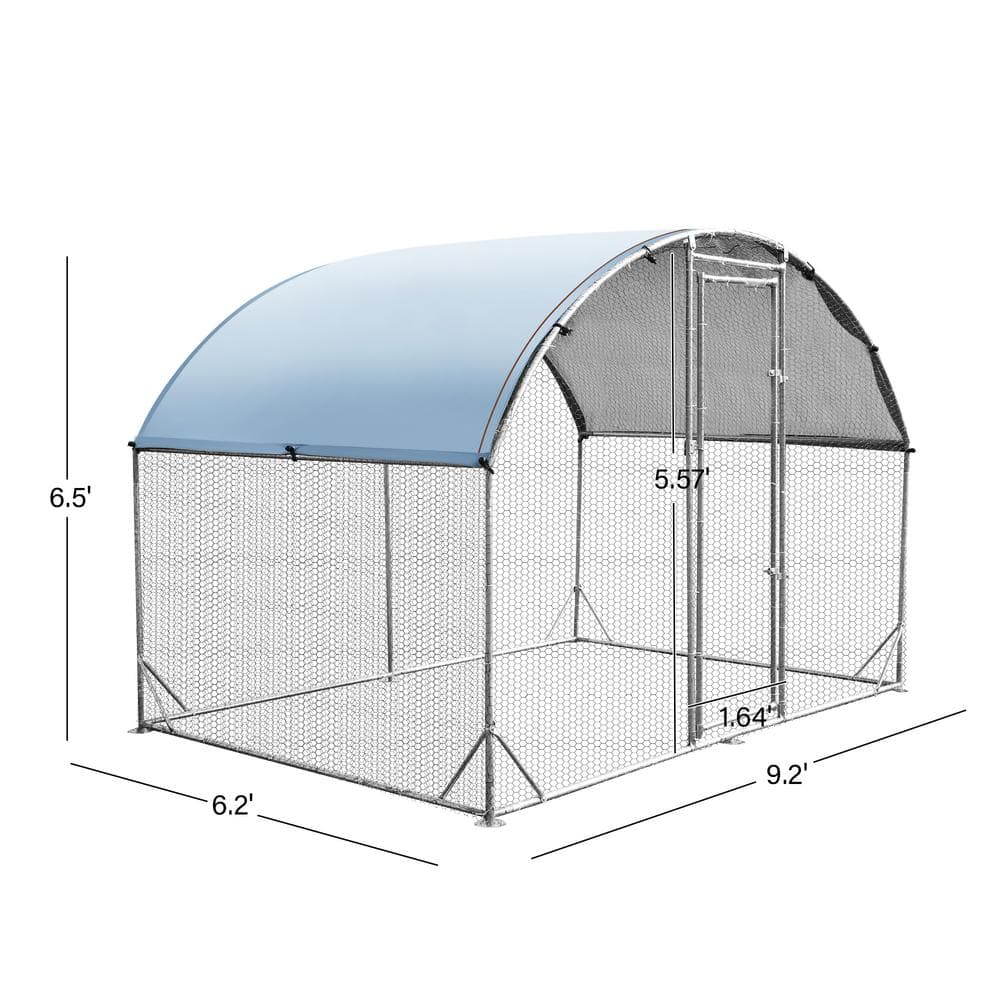 GOGEXX 9.2 ft. W x 6.2 ft.L x 6.5 ft.H Large Metal Chicken Coop Steel Wire Net Cage Poultry Cage for Outdoors