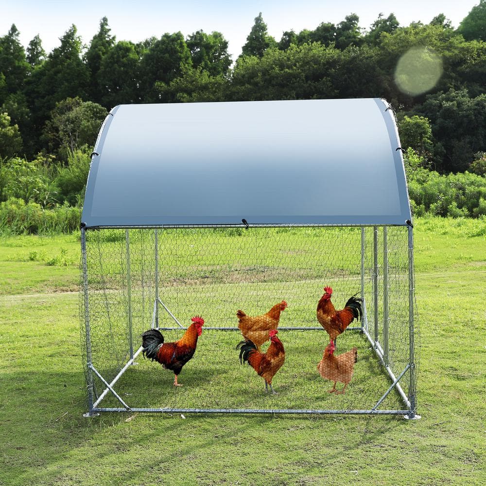 GOGEXX 9.2 ft. W x 6.2 ft.L x 6.5 ft.H Large Metal Chicken Coop Steel Wire Net Cage Poultry Cage for Outdoors