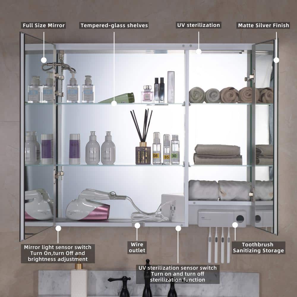 WOODBRIDGE 36 in. W x 30 in. H Surface-Mount Bathroom Medicine Cabinet with Mirror