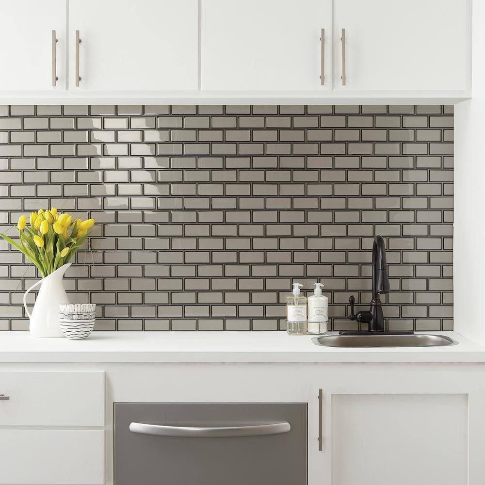 Daltile Premier Accents Smoke Gray Brick Joint 11 in. x 13 in. x 8 mm Glass Mosaic Wall Tile (0.956 sq. ft. per piece)