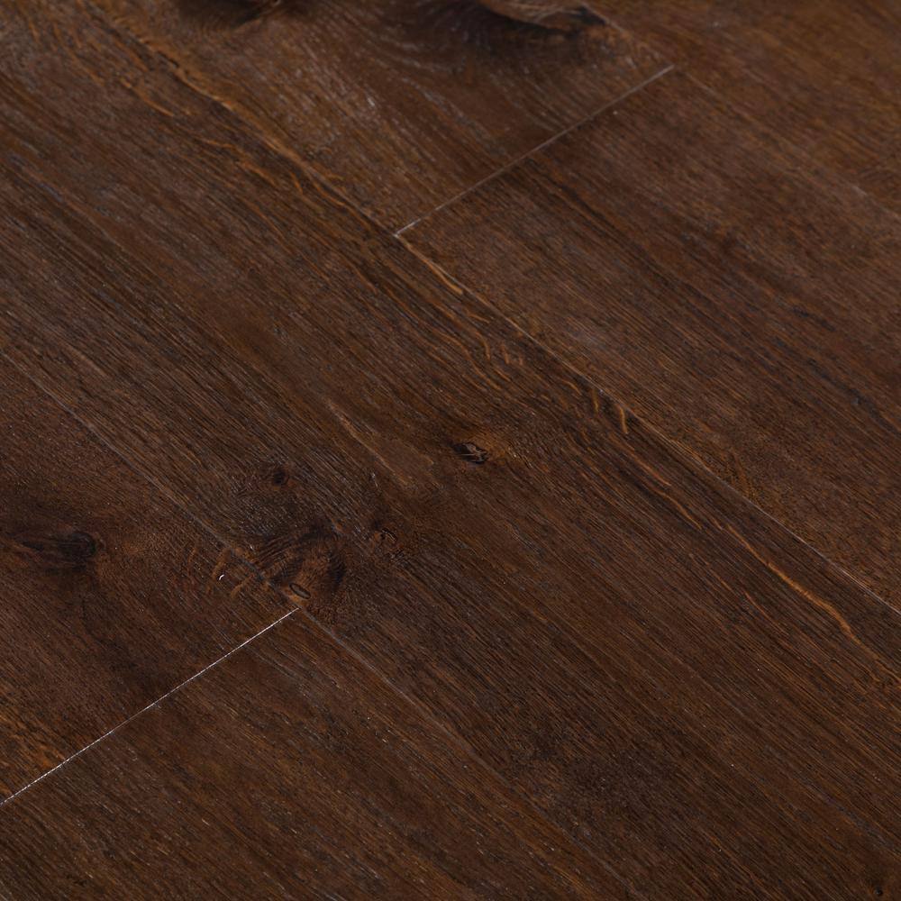 NATU Smoked French Oak 3/8 in. T x 7.5 in. W Click Lock Wire Brushed Engineered Hardwood Flooring (19.4 sq.ft./case)