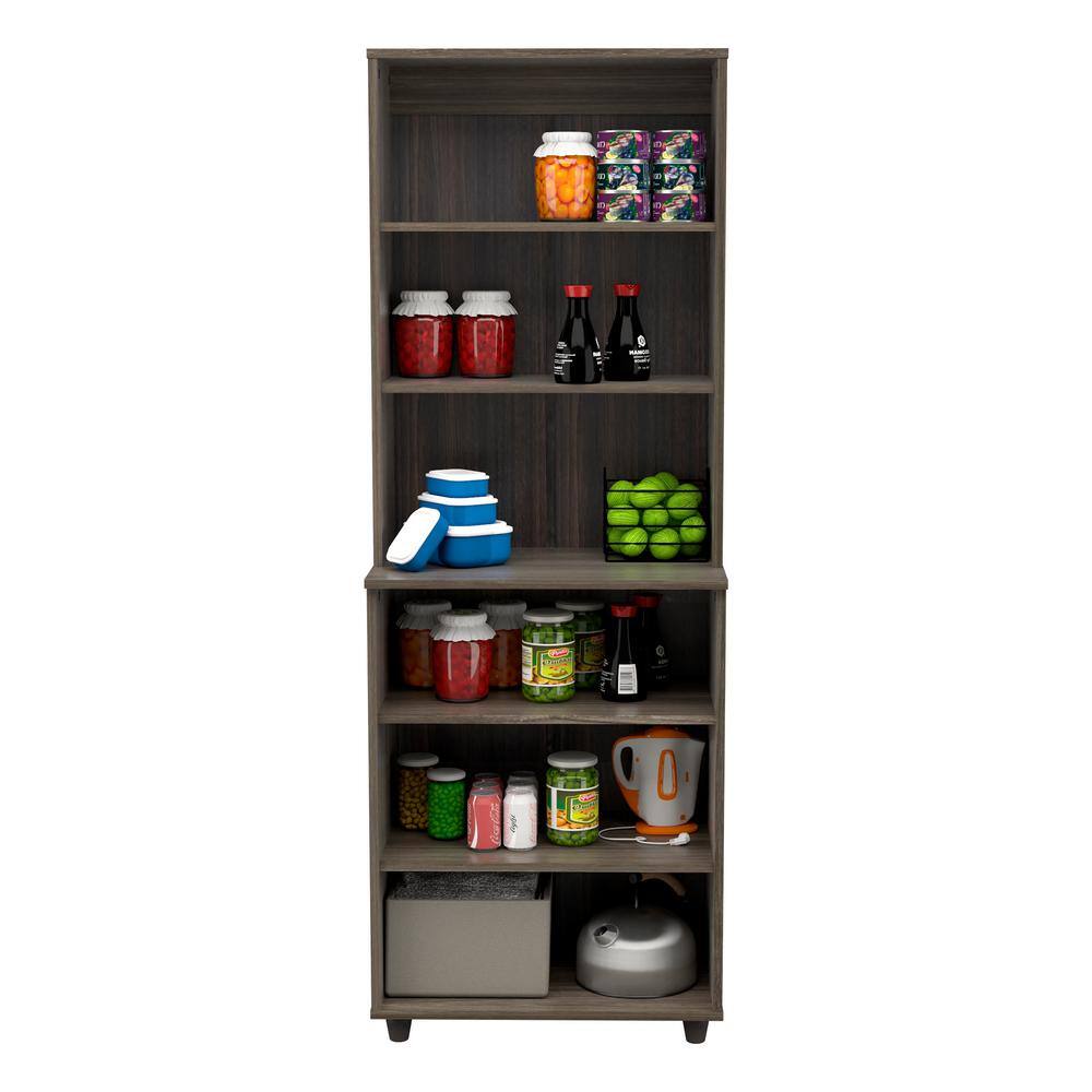 Inval 23.62 in. W x 15.35 in. D x 66.14 in. H in Ready to Assemble Standard Storage Cabinet in Smoked Oak