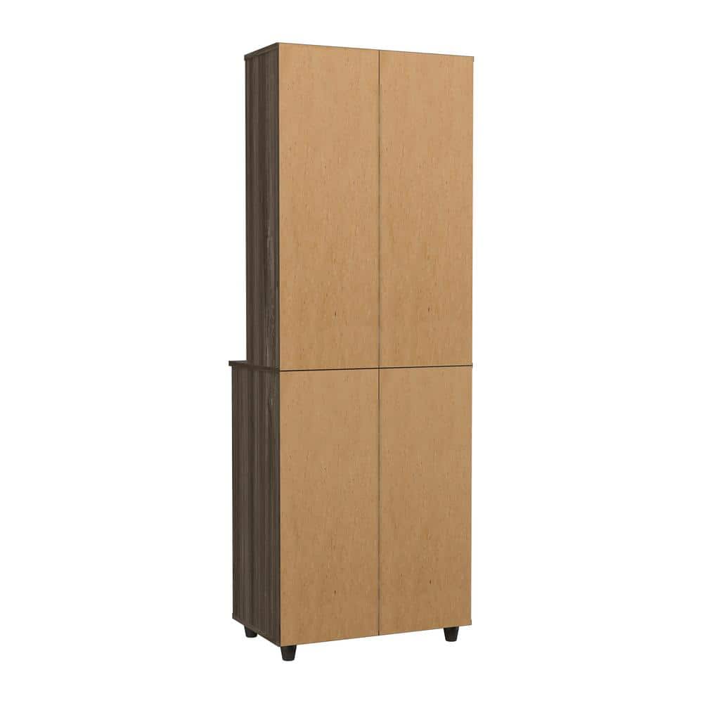 Inval 23.62 in. W x 15.35 in. D x 66.14 in. H in Ready to Assemble Standard Storage Cabinet in Smoked Oak