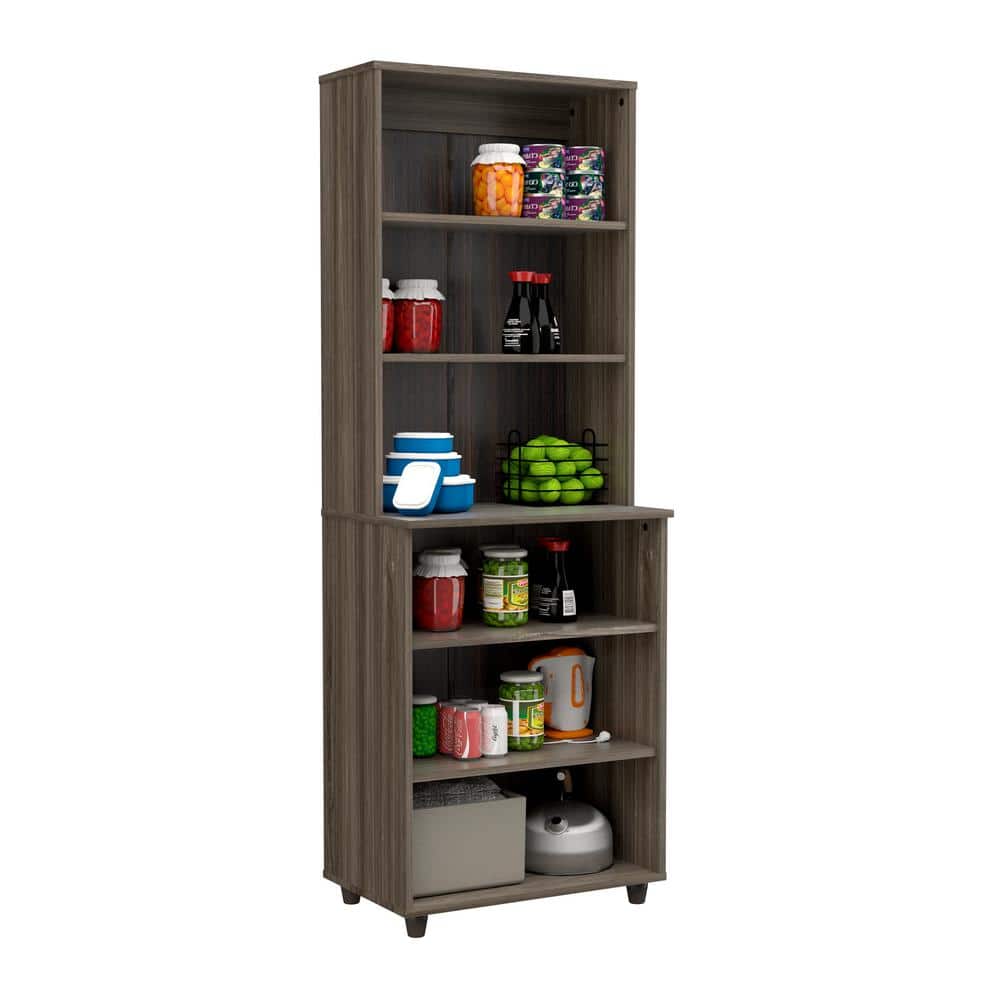 Inval 23.62 in. W x 15.35 in. D x 66.14 in. H in Ready to Assemble Standard Storage Cabinet in Smoked Oak