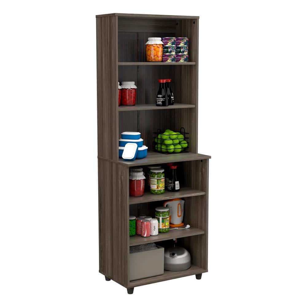 Inval 23.62 in. W x 15.35 in. D x 66.14 in. H in Ready to Assemble Standard Storage Cabinet in Smoked Oak