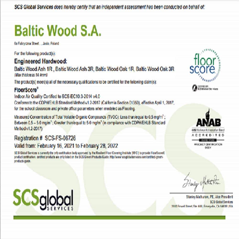 Baltic Wood Smokey Engineered European Oak 1/2 in. T x 7.2 in. W Click Lock Engineered Hardwood Flooring (38.6 sq.ft./case)