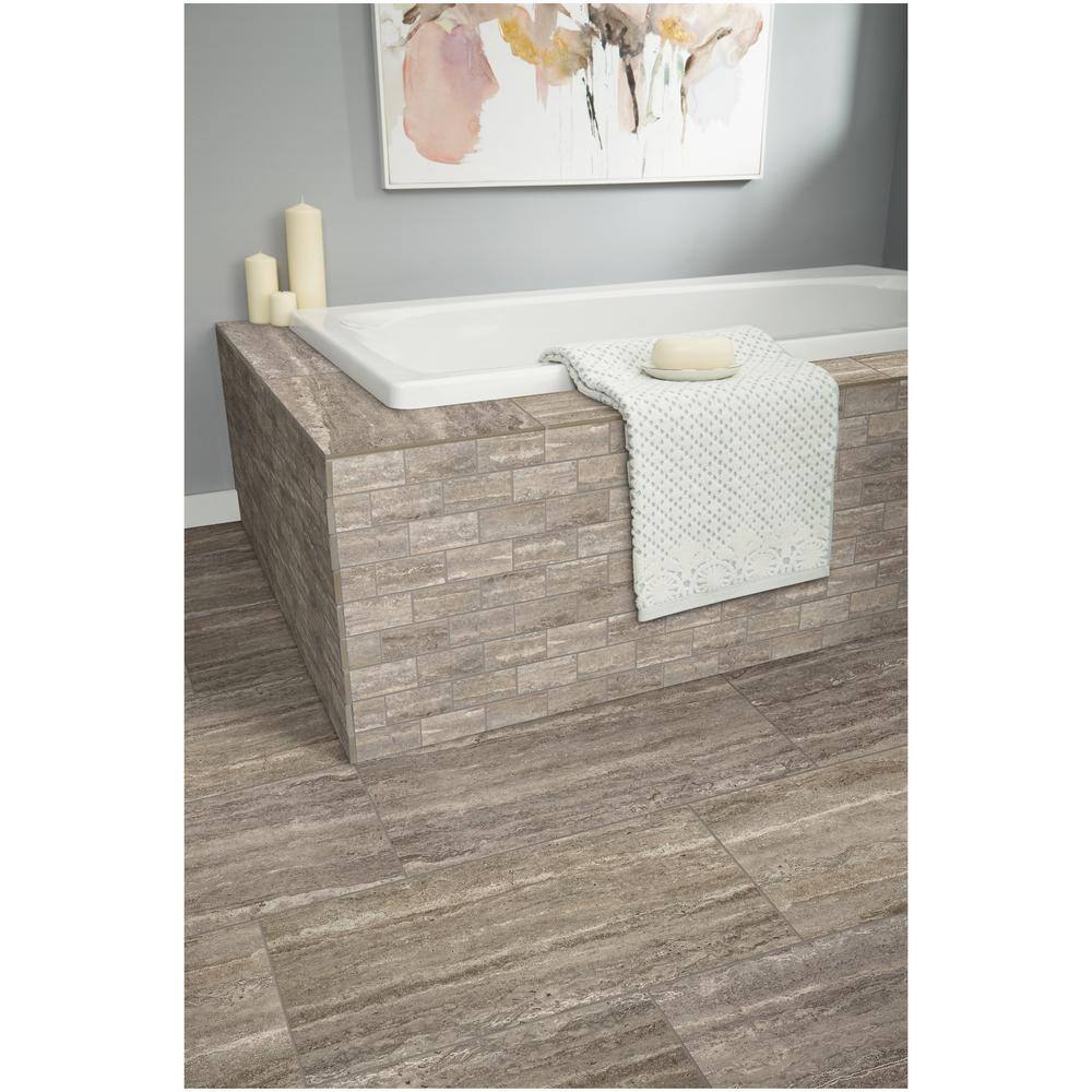 Daltile Stonehollow Smoky Taupe 12 in. x 12 in. x 6.35 mm Ceramic Brick Joint Mosaic Floor and Wall Tile (0.83 sq. ft. per piece)