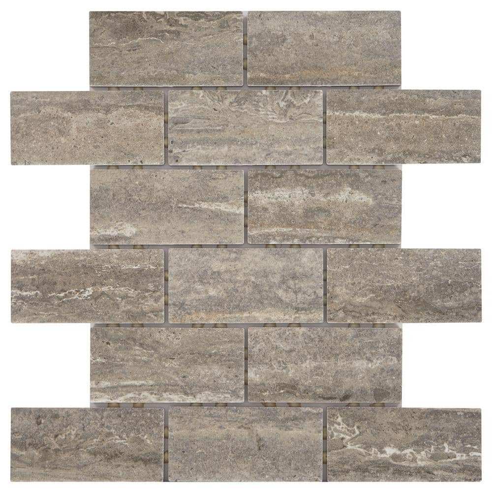 Daltile Stonehollow Smoky Taupe 12 in. x 12 in. x 6.35 mm Ceramic Brick Joint Mosaic Floor and Wall Tile (0.83 sq. ft. per piece)