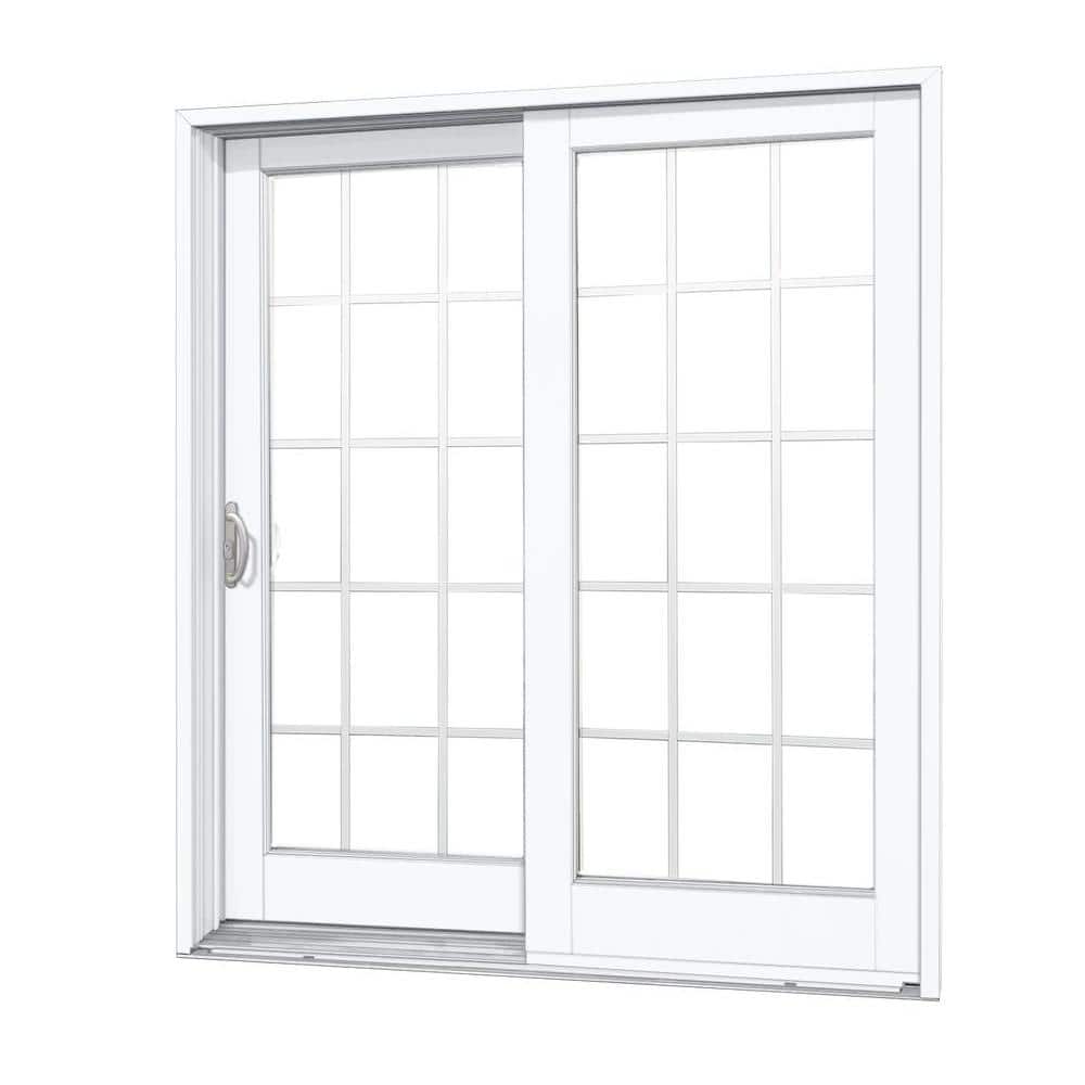 60 in. x 80 in. Smooth White Left-Hand Composite Sliding Patio Door with 15-Lite GBG