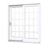 60 in. x 80 in. Smooth White Left-Hand Composite Sliding Patio Door with 15-Lite GBG