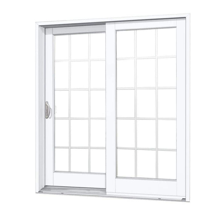 60 in. x 80 in. Smooth White Left-Hand Composite Sliding Patio Door with 15-Lite GBG