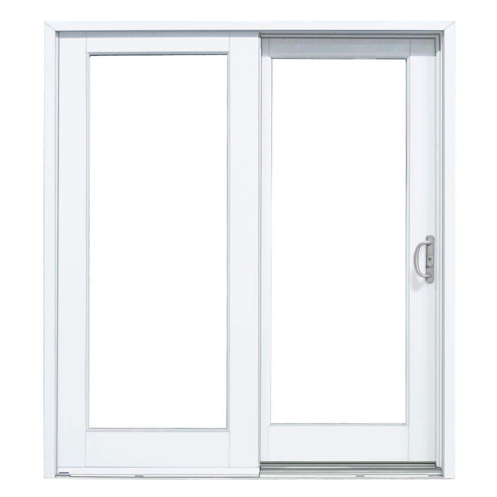 60 in. x 80 in. Woodgrain Interior and Smooth White Exterior Right-Hand Composite Sliding Patio Door
