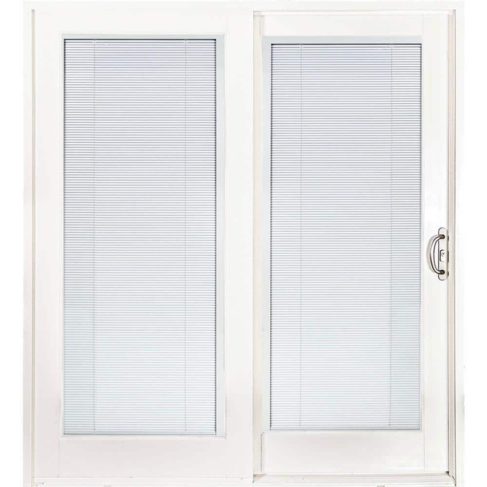 72 in. x 80 in. Smooth White Right-Hand Composite Sliding Patio Door with Low-E Built in Blinds