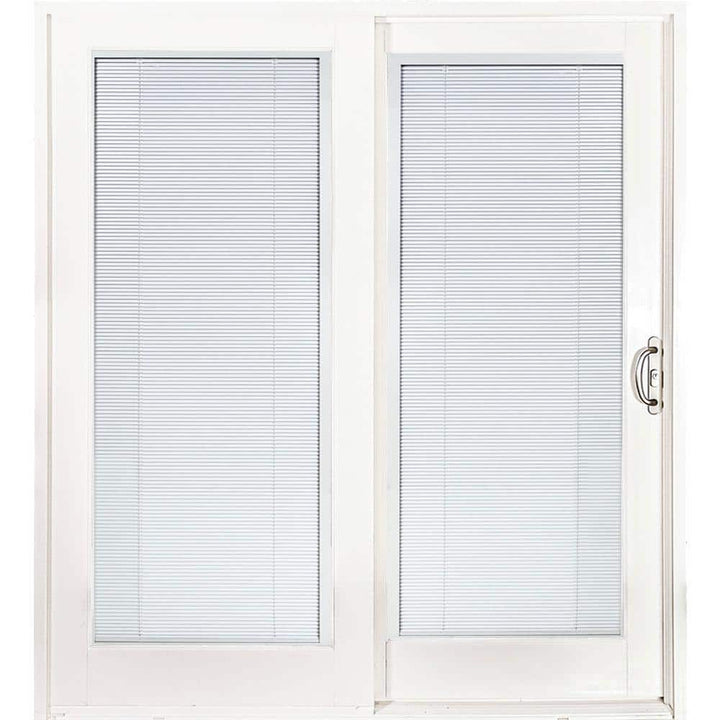 72 in. x 80 in. Smooth White Right-Hand Composite Sliding Patio Door with Low-E Built in Blinds