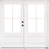 72 in. x 80 in. Fiberglass Smooth White Left-Hand Inswing Hinged 3/4-Lite Patio Door with 4-Lite SDL