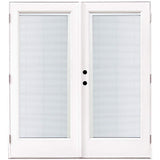 72 in. x 80 in. Fiberglass Smooth White Right-Hand Outswing Hinged Patio Door with Built in Blinds