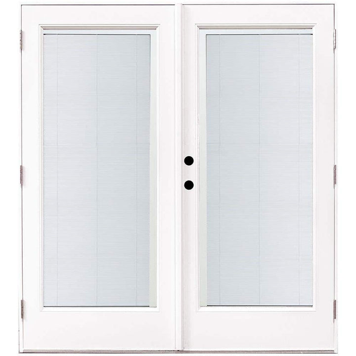 72 in. x 80 in. Fiberglass Smooth White Right-Hand Outswing Hinged Patio Door with Built in Blinds